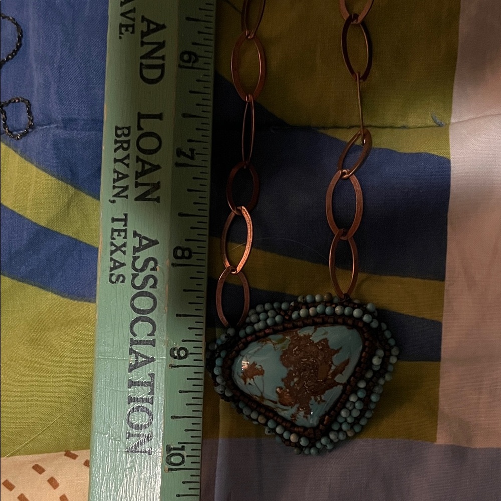 Royston Turquoise Beaded Statement Pendant Necklace - Blue - Picture 3 of 9